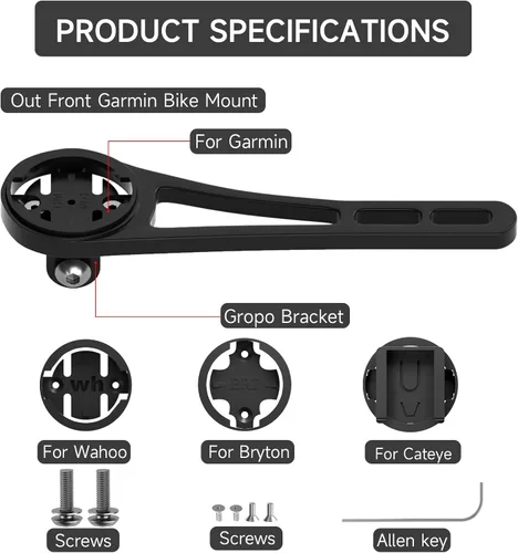 Miniatura 2 de Soporte para computadora de ciclismo de aleación de aluminio delantero para Garmin Road Bike Manillares integrados, compatible con Garmin