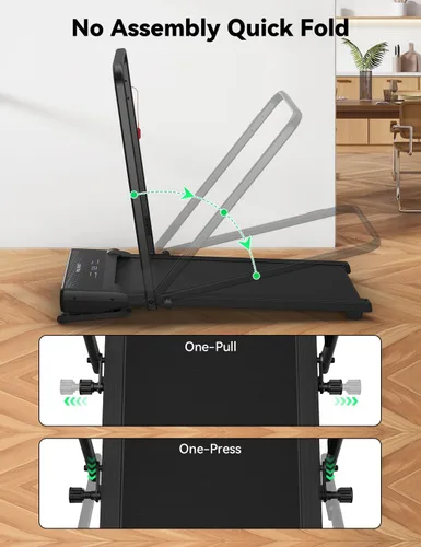 Miniatura 8 de FelFast Walking Pad Treadmill, 12% 5-Level Auto Incline, 2-in-1 Under Desk Foldable w/Remote Control, 12 HIIT Mode, 265 Lbs, 7.6 MPH Max, Portable
