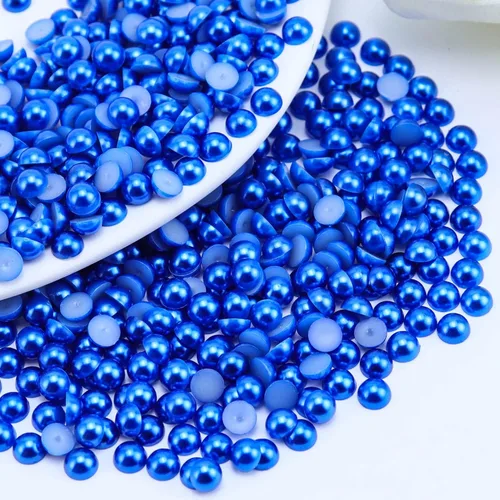 Miniatura 60 de 1500 PIEZAS 4mm Perlas Blancas de Media Parte Plana para Manualidades Joyería Álbum de Recortes Decoración de Uñas, Perlas de Parte Plana para Blanco