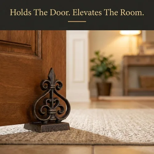 Miniatura 5 de Lulu Decor, Tope de puerta de hierro fundido Fleur De Lis, tapón de puerta (LB15BK1)