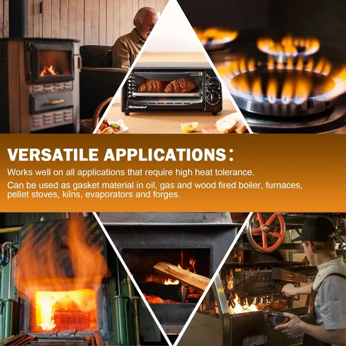 Miniatura 7 de Papel de junta de alta temperatura, material de junta de horno de fibra de cerámica, hoja de chimenea de aislamiento para estufa de pellets, estufa