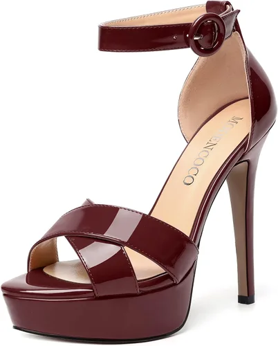 Miniatura 8 de MODENCOCO Sandalias de boda con correa de tobillo sexy para mujer, con plataforma y puntera abierta, tacón de aguja y tacón alto, zapatos de vestir