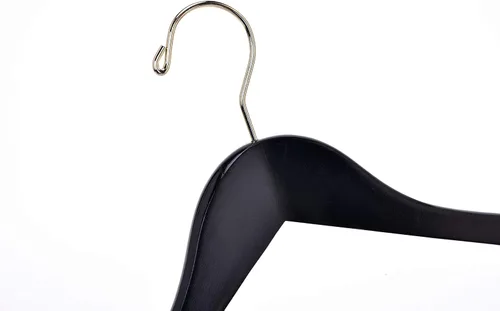 Miniatura 5 de Perchas de madera de calidad para faldas con clips, paquete de 10 perchas lisas de madera maciza para pantalones con clips de metal ajustables