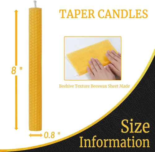 Miniatura 2 de Paquete de 14 velas cónicas de cera de abeja enrolladas a mano, velas de cera de abejas hechas a mano de 8 pulgadas para el hogar, velas sin goteo