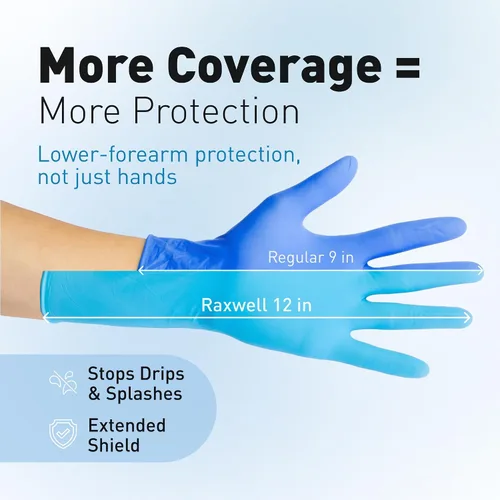 Miniatura 2 de Raxwell Disposable Nitrile Gloves - Heavy Duty Cleaning Gloves - Elbow-Length Dishwashing & Kitchen Use - Chemical Resistant