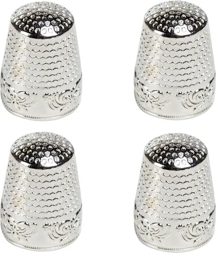 Miniatura 6 de J.CARP 4 dedales de costura, protector de dedo de metal deslumbrante para coser, dedal de costura ajustable, dedal de costura, manualidades