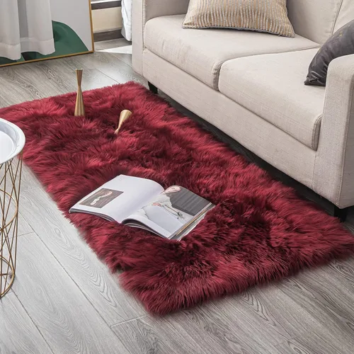 Miniatura 24 de Carvapet - Tapete suave de cuero sintético de oveja, lanudo y lujoso, grande (para decorar habitación), lado de la cama, dormitorio, sala de estar
