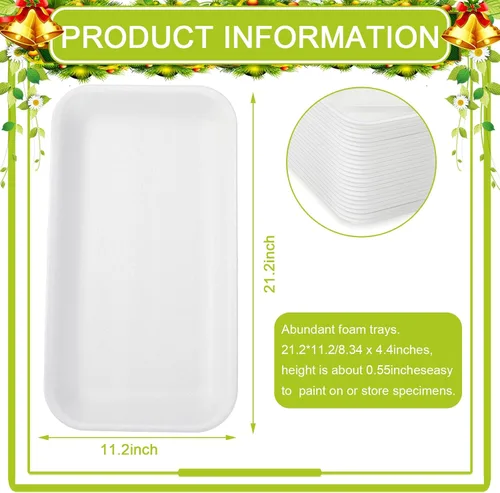 Miniatura 2 de EBOOT 50 bandejas de espuma para manualidades, platos de comida de espuma blanca, platos de mezcla de pintura y tinta, platos rectangulares