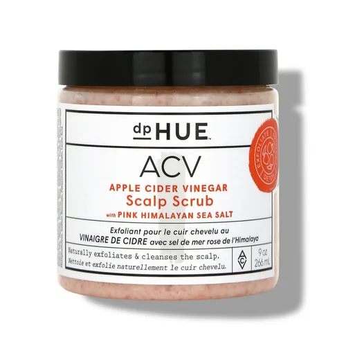 dpHUE Exfoliante de vinagre de sidra de manzana con sal rosa del mar del Himalaya, 9 onzas, exfoliante natural y tratamiento del cuero cabelludo