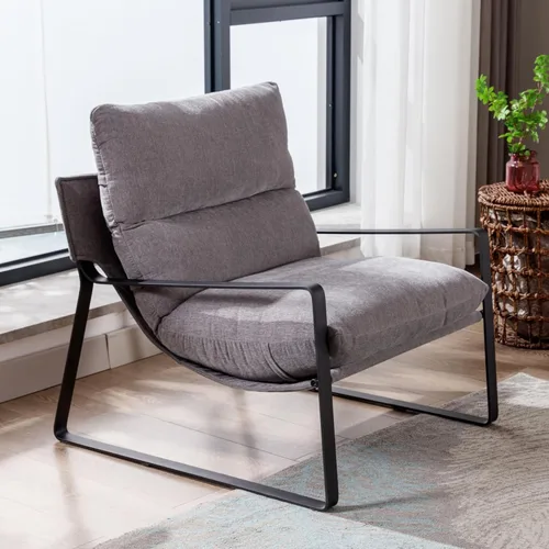 Miniatura 20 de HEAH-YO Juego de 1 silla moderna de piel sintética con cojín extraíble y marco de metal sólido, cómoda silla de lectura para dormitorio, color negro