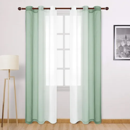 Miniatura 88 de DWCN Cortinas Transparentes de Lino Sintético Negro Degradado Ombré - Cortinas Semi Transparentes de Gasa con Ojales en la Parte Superior