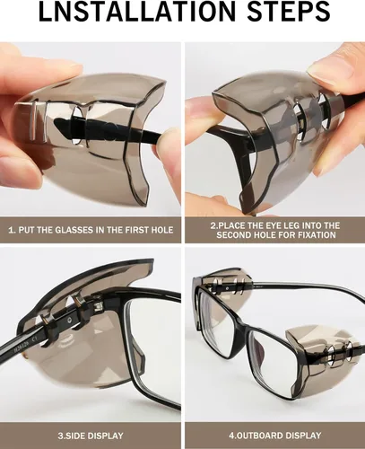 Miniatura 5 de 2/4 pares de protectores laterales para lentes graduados, protectores laterales flexibles para lentes graduados, se adaptan a anteojos pequeños a