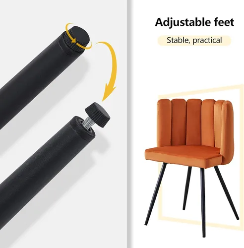 Miniatura 9 de TUKAILAi Cute Petal - Silla de comedor moderna de terciopelo con respaldo en forma de concha, asiento acolchado grueso y patas de metal negro, silla