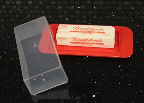 Miniatura 6 de Mantequillera con tapa y asas se adapta tanto a barras de mantequilla Elgin East Coast como West Coast (rojo)