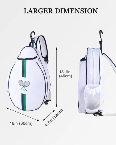 Miniatura 3 de Rejolly Bolsa Bandolera de Raqueta de Tenis para Mujeres y Hombres Acolchada Resistente al Agua Funda de Raqueta de Un Hombro Cruzada para 2
