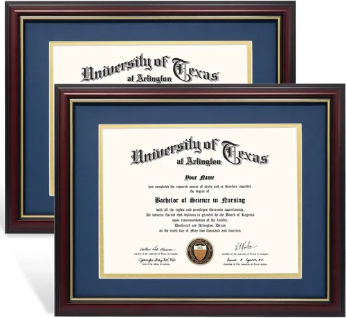 Miniatura 64 de GraduationMall Marco de diploma de certificado de 8.5 x 11, madera maciza y vidrio templado, acabado negro con ribete dorado
