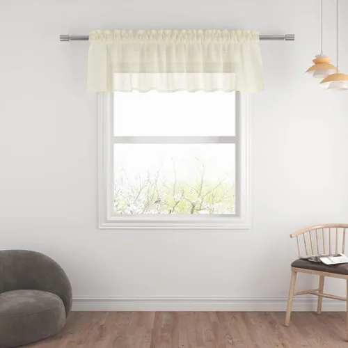 Miniatura 29 de UPOPO Paneles de Cortina Beige Pequeños Cortinas Transparentes de Gasa de 16 Pulgadas de Largo Cortinas de Cocina de Voile con Textura de Lino