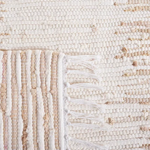 Miniatura 2 de SAFAVIEH Colección Montauk - Alfombra decorativa, 2 pies 3 pulgadas x 5 pies, color beige con flecos de algodón hecho a mano, ideal para zonas