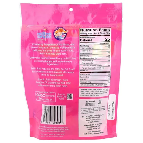 Miniatura 2 de Zollipops The Clean Teeth Pops, paletas anti caries, Ball Popz, 5.2 onzas (el embalaje puede variar)