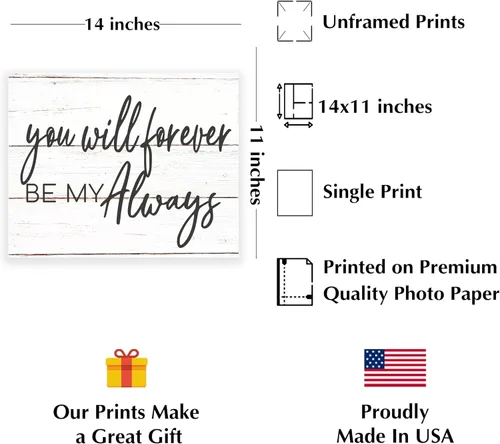 Miniatura 2 de AMERICAN LUXURY GIFTS You Will Forever Be My Always Love - Arte de pared con cita de 14 x 11 pulgadas, decoración rústica de madera para decoración
