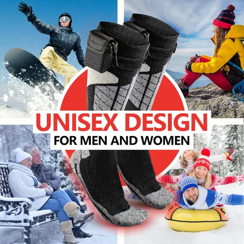 Miniatura 6 de Calcetines térmicos eléctricos calientes, calentadores de pies para el invierno que funcionan con pilas, para hombres y mujeres adultos. Los