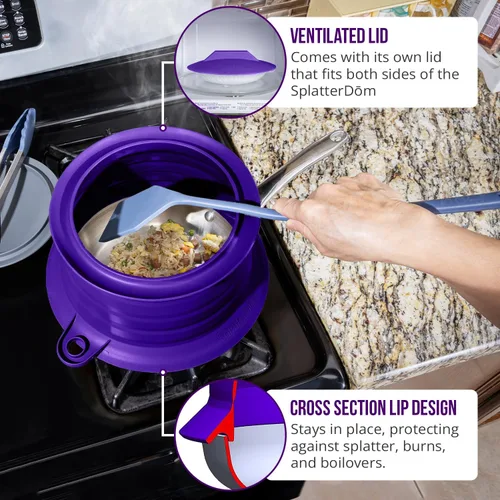 Miniatura 50 de L.I.Q - Protector de salpicaduras de silicona, se adapta a macetas de 8 y 10 pulgadas (20 y 9.8 in), apto para microondas y duradero, incluye tapa