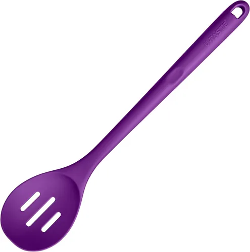 Miniatura 21 de Cuchara ranurada resistente al calor de 600ºF: U-Taste - Cuchara de cocina sólida de cocina de 13.3 pulgadas, utensilio de goma antiadherente de (4)