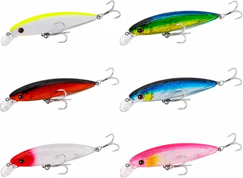 Trolling Minnow Lure, 5.5in 1.5oz Floating Diving Hard Bait, 6-10ft ABS Laser Reflective Crankbait with BKK 4X 1/0 Treble Hooks, 1 Pack, for