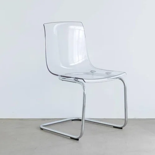 Miniatura 6 de Sillas de comedor transparentes, silla de acrílico transparente, sillas de cocina fantasma con patas de metal plateado, sillas de plástico modernas