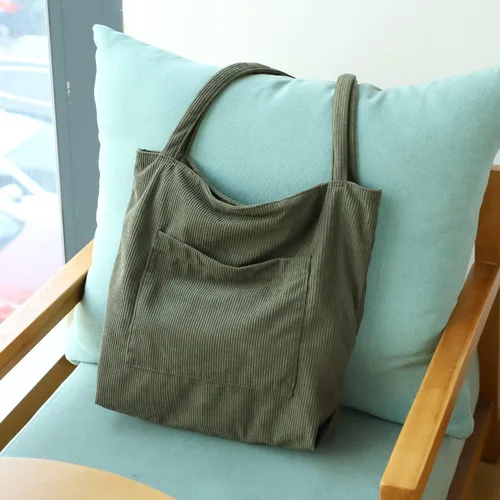 Miniatura 6 de WantGor Bolso de mano de pana para mujer, bolso de hombro grande, bolso casual de gran capacidad para compras, trabajo