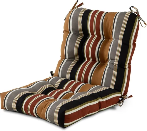 Miniatura 57 de Cojines para silla de exterior con bisagras, diseño de una sola pieza, cojín reversible para asiento y respaldo de patio con lazos, tela