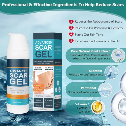 Miniatura 8 de Gowgaw Gel para cicatrices, crema para cicatrices, gel avanzado para cicatrices quirúrgicas, cara, cuerpo, pierna, quemaduras, acné, cesárea
