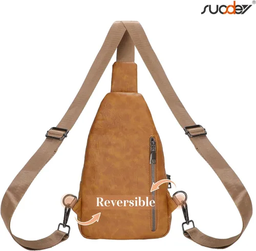 Miniatura 3 de SUOSDEY 2024 Sling Bag for Women Leather Crossbody Bags for Women Trendy Chest Bag Traveling Walking