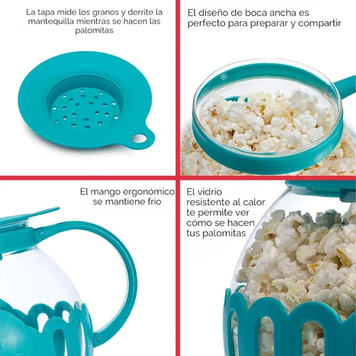 Miniatura 6 de Ecolution - Palomitero MicroPop patentado para microondas con vidrio seguro para temperatura, tapa 3 en 1 mide granos y derrite mantequilla, hecho