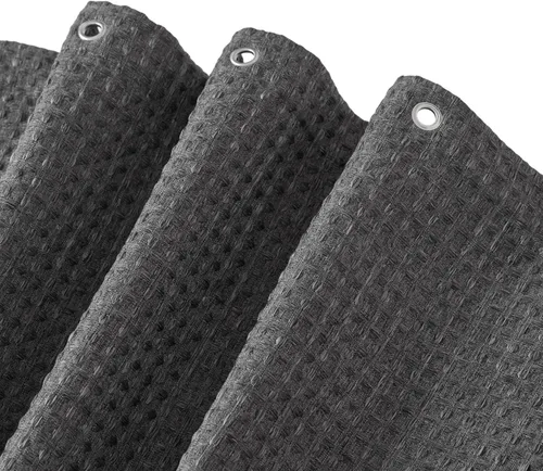 Miniatura 27 de Madison Park Cortina de ducha de tejido waffle con diseño a rayas en piezas, cortina de ducha de tela para baño con gestión de humedad 3M Rayas Taupe