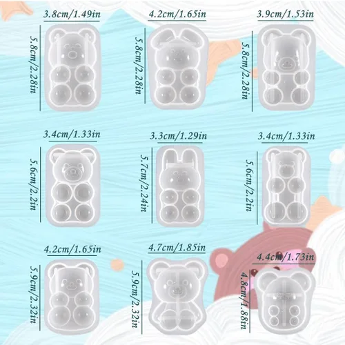 Miniatura 5 de 9 moldes de resina para llavero, molde epoxi de oso pequeño, molde de silicona de caramelo de gomita, lindo conejo y ratón, molde de fundición
