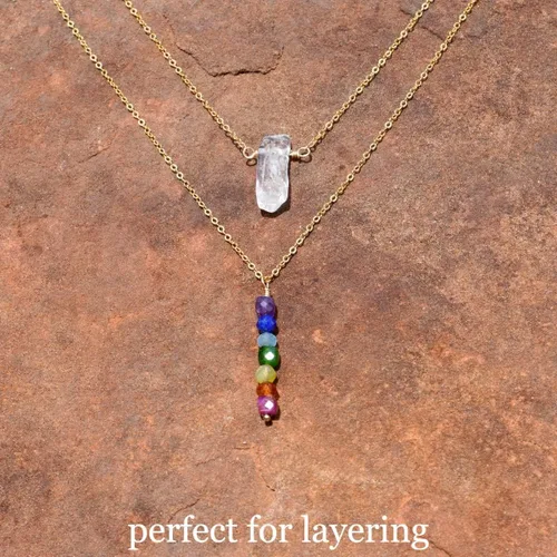 Miniatura 9 de I AM SERIES - Collar de piedras preciosas genuinas y metal semiprecioso 7 chakras