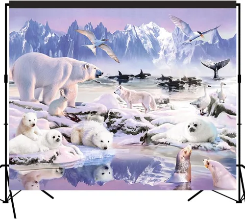 Miniatura 5 de Fondo Escénico de Animales Polares Grande Banner Estudio Fotografía Fondo de cabina de fotos 7x6feet #2190