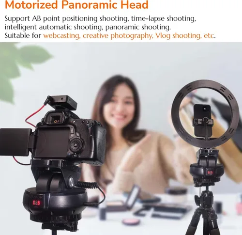 Miniatura 6 de Cabezal de inclinación panorámica motorizado, cabezal de trípode panorámico de rotación de 360°, soporte de cámara de inclinación panorámica