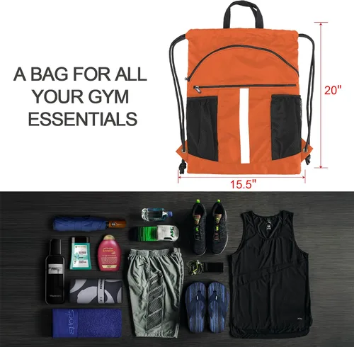 Miniatura 2 de BeeGreen Mochila con cordón y compartimento para zapatos, mochila grande para gimnasio y deportes