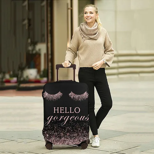 Miniatura 6 de Hello Gorgeous Funda para equipaje de viaje, funda para maleta de pestañas color rosa, protector elástico duradero para maleta de 18 a 32 pulgadas