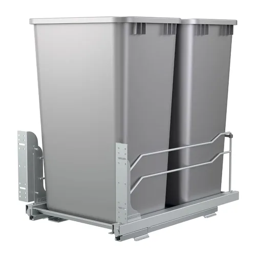 Miniatura 11 de Rev-A-Shelf Bote de basura doble extraíble para debajo de gabinetes de cocina, 50 cuartos, 12.5 galones con rieles de cierre suave para gabinetes