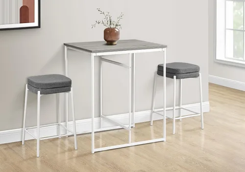 Miniatura 4 de Dining Table, 32" Rectangular, Counter Height, Small, Laminate Top, Kitchen, Grey Laminate, White Metal, Contemporary, Modern