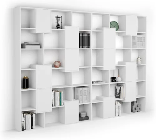 Miniatura 24 de Mobili Fiver, Iacopo XS Estantería con puertas de panel (63.31 x 31.5 pulgadas), color negro Ashwood, Made in Italy