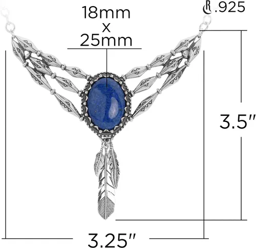 Miniatura 3 de American West Sterling - Placa de piedras preciosas con colgante de plumas, 16.9in