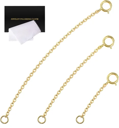 Miniatura 7 de Extensores de collar para mujer, extensor de pulsera de oro, extensión de joyería de cadena dorada para tobillera para mujer, juego de 2 piezas