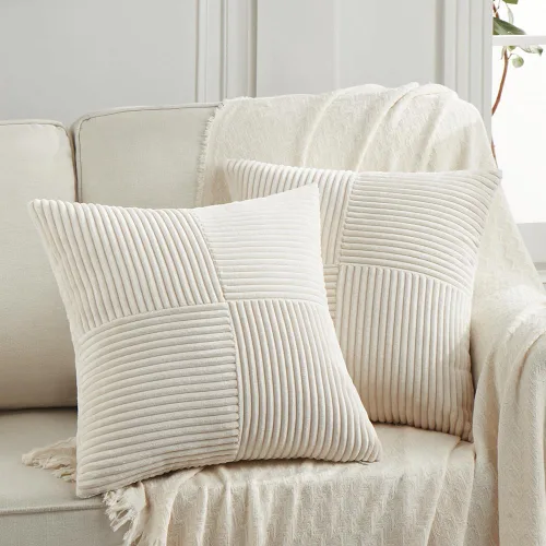 Fancy Homi - Paquete de 2 fundas de almohada decorativas crema de 22 x 22 pulgadas para sala de estar, sofá, cama, estilo rústico, bohemio,