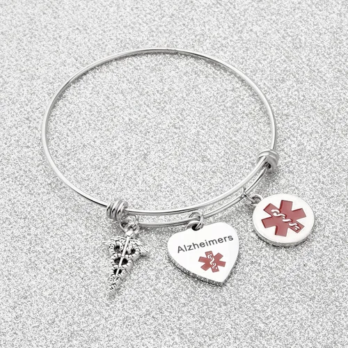 Miniatura 4 de KEYCHIN Pulsera de acero de grado quirúrgico con alerta médica para hombres y mujeres, epilepsiaanticoagulante de la sangre SOS pulseras médicas