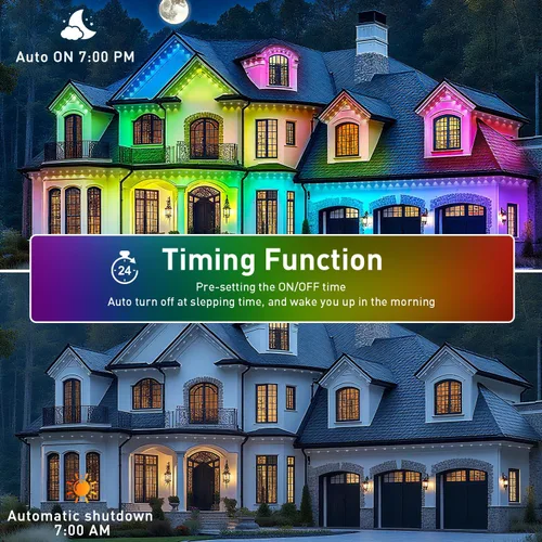 Miniatura 6 de Luces permanentes para exteriores de 100 pies, impermeable IP67 para techo de casa, vacaciones, fiesta, iluminación diaria, luces RGB inteligentes