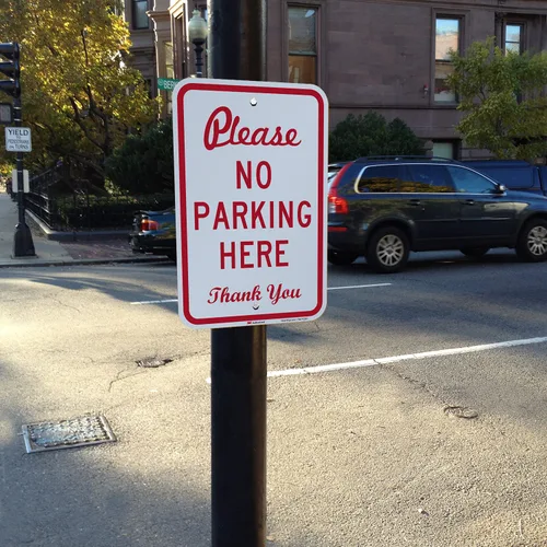 Miniatura 2 de SmartSign Letrero de metal con texto en inglés "Please No Parking Here - Thank You" de 18 x 12 pulgadas, aluminio de 63 mil, material reflectante